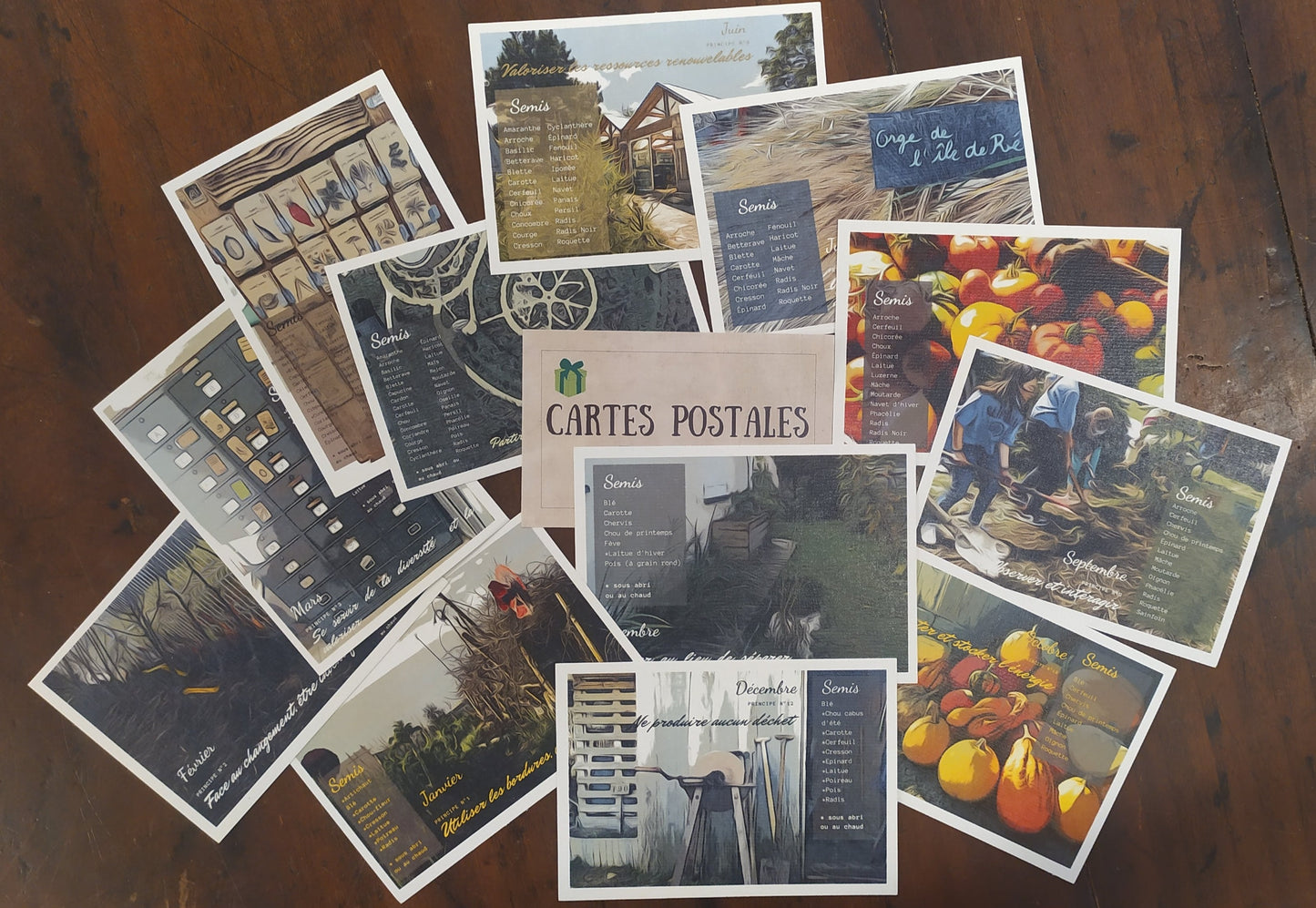 Cartes postales - Les 12 principes permacoles